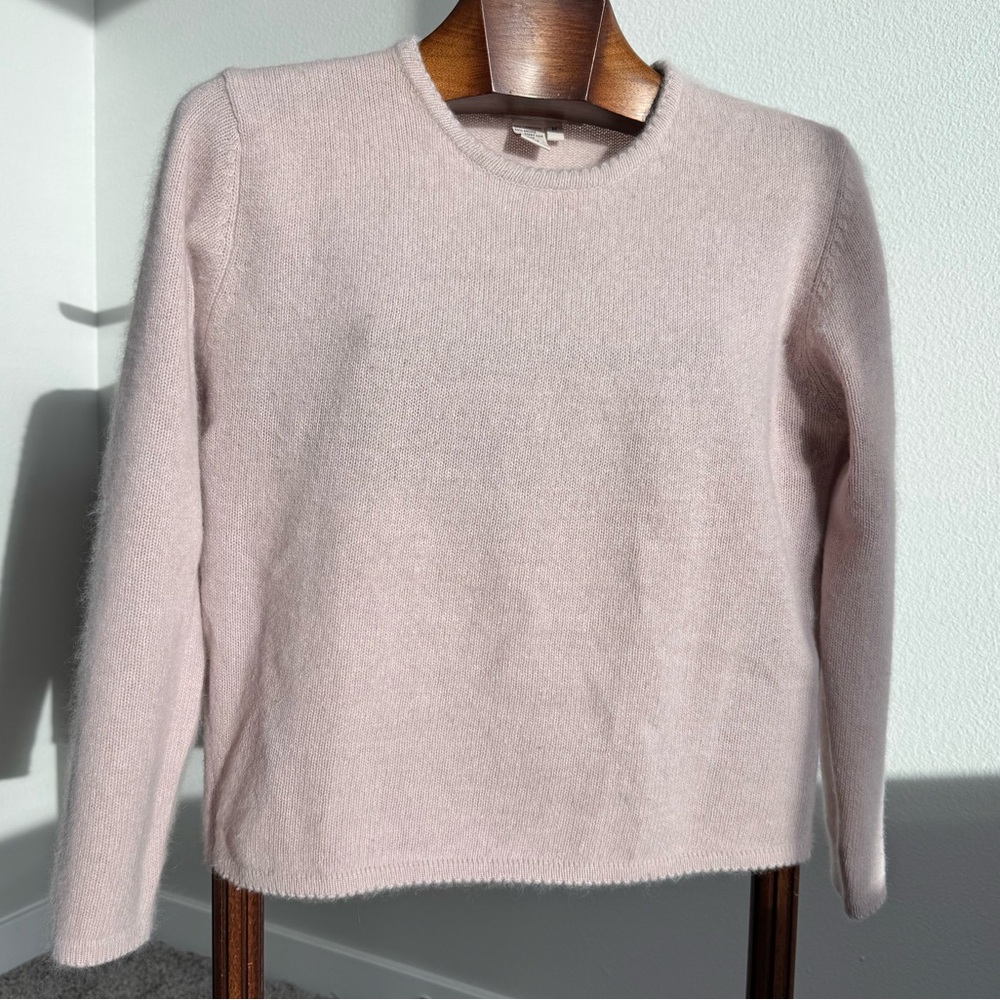 RARE C.M.I. Angora Lambswool Sweater Pink Fuzzy Crewneck Rabbit Hair Knit M Cozy